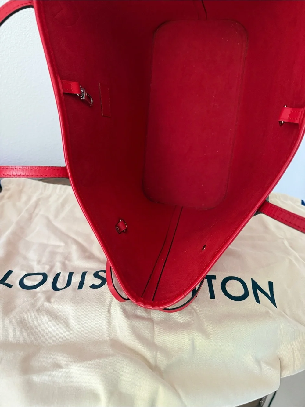 Louis Vuitton Red Epi Leather Hobo Tote
